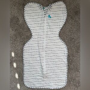 Love to Dream White and Gray Script Swaddle
